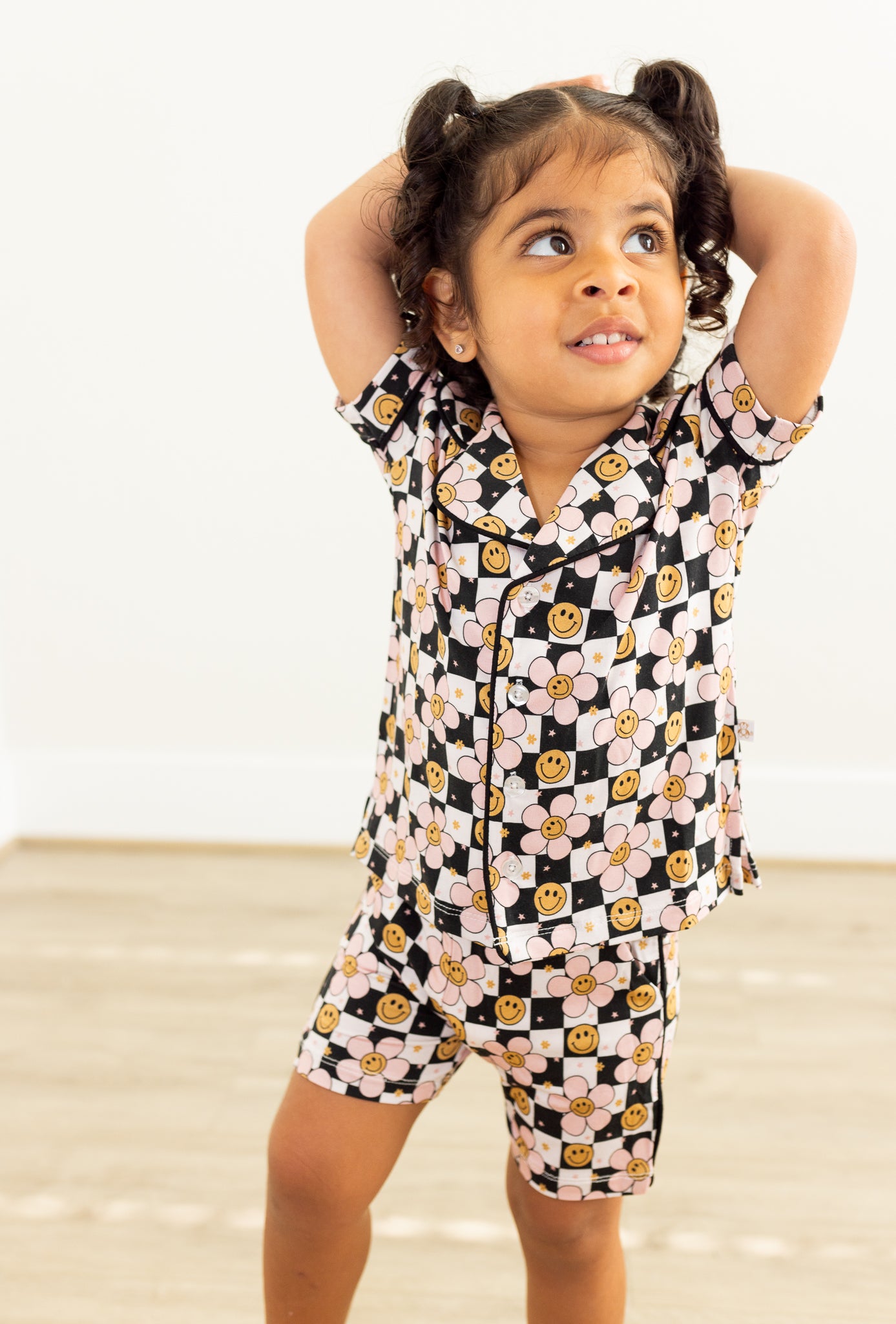 Daisy Checks 2pc Toddler Short Button up Pajamas