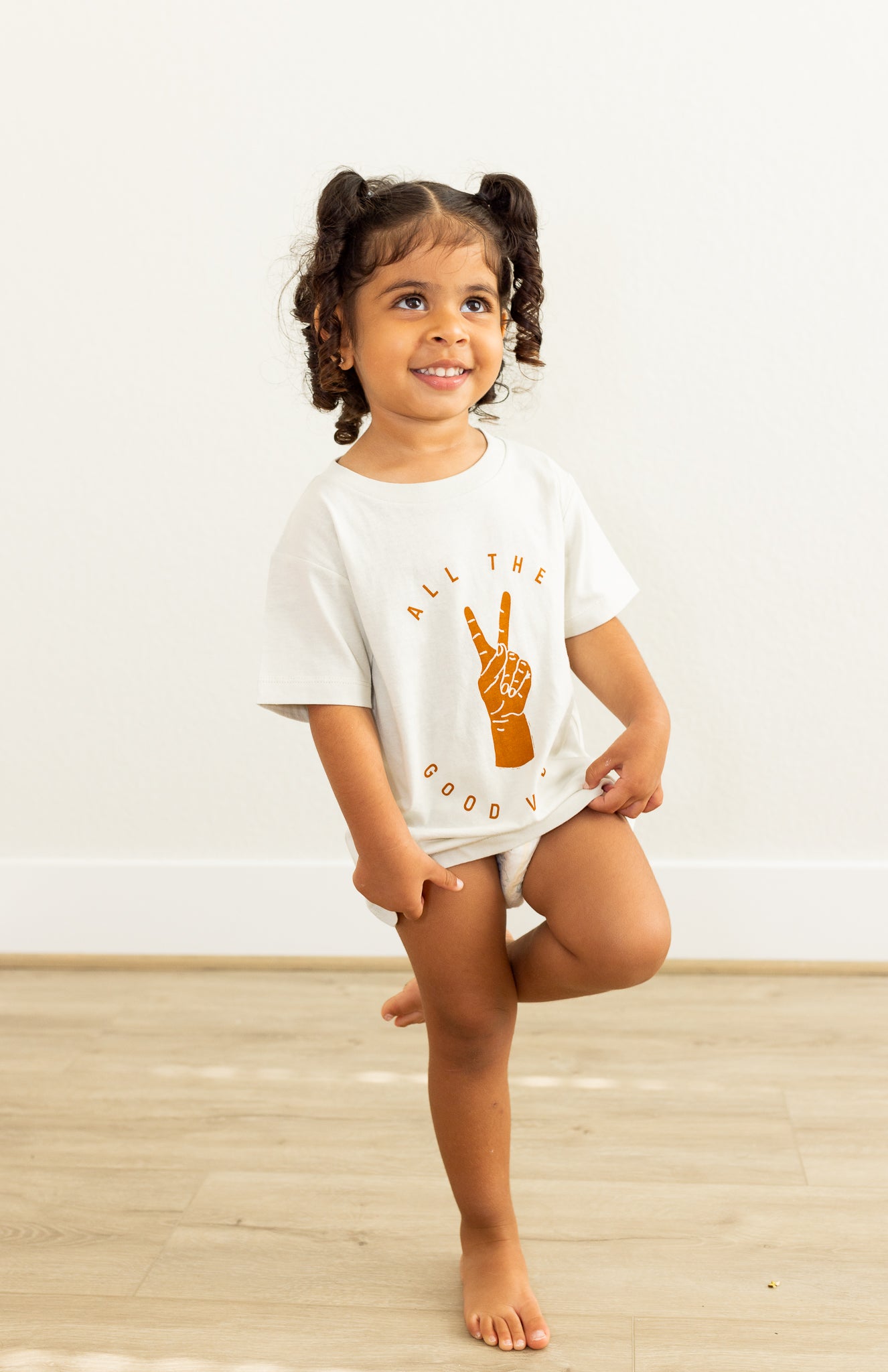 Good Vibes Graphic Tee, Matching Neutral Kids Clothes,