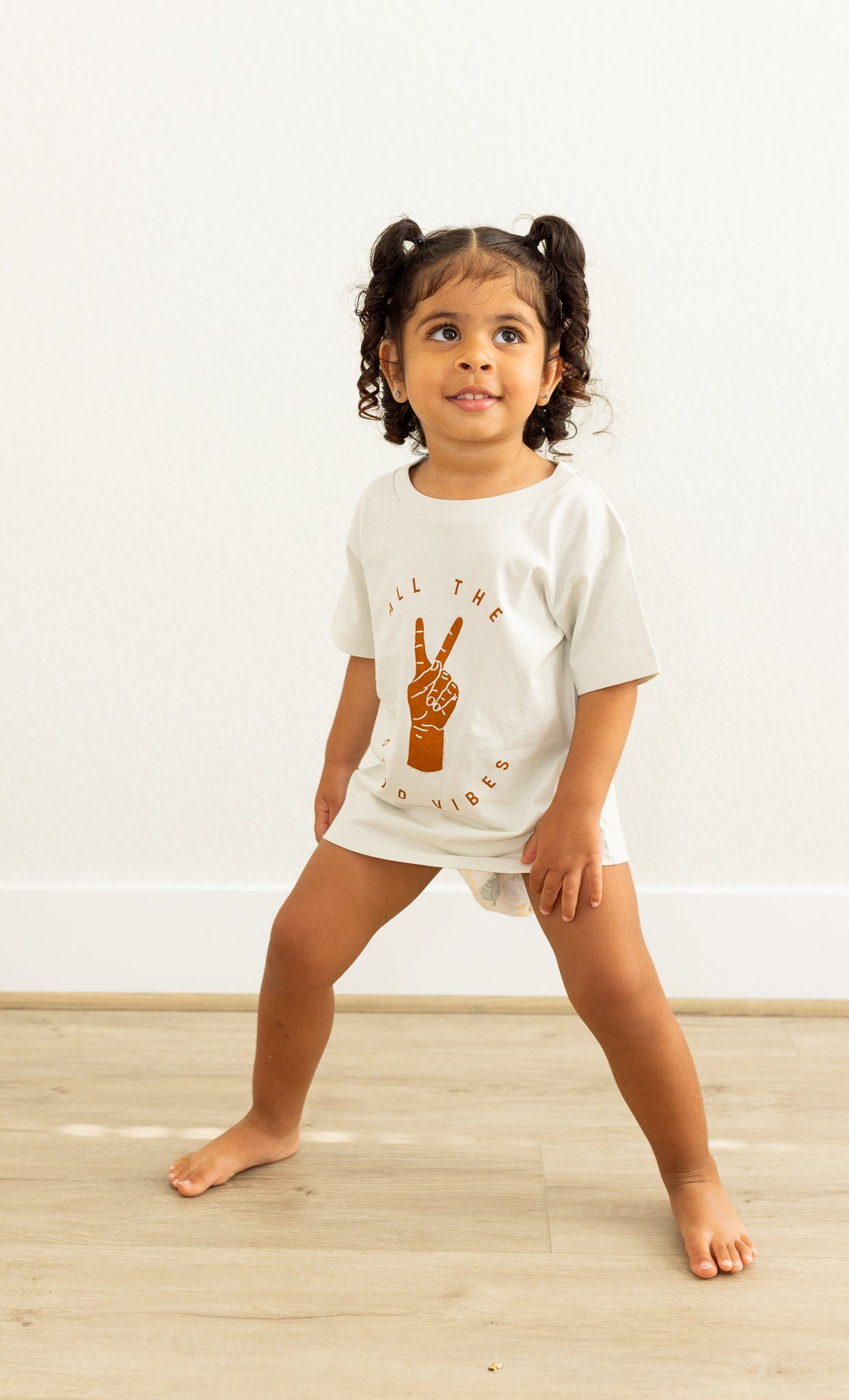 Good Vibes Graphic Tee, Matching Neutral Kids Clothes,