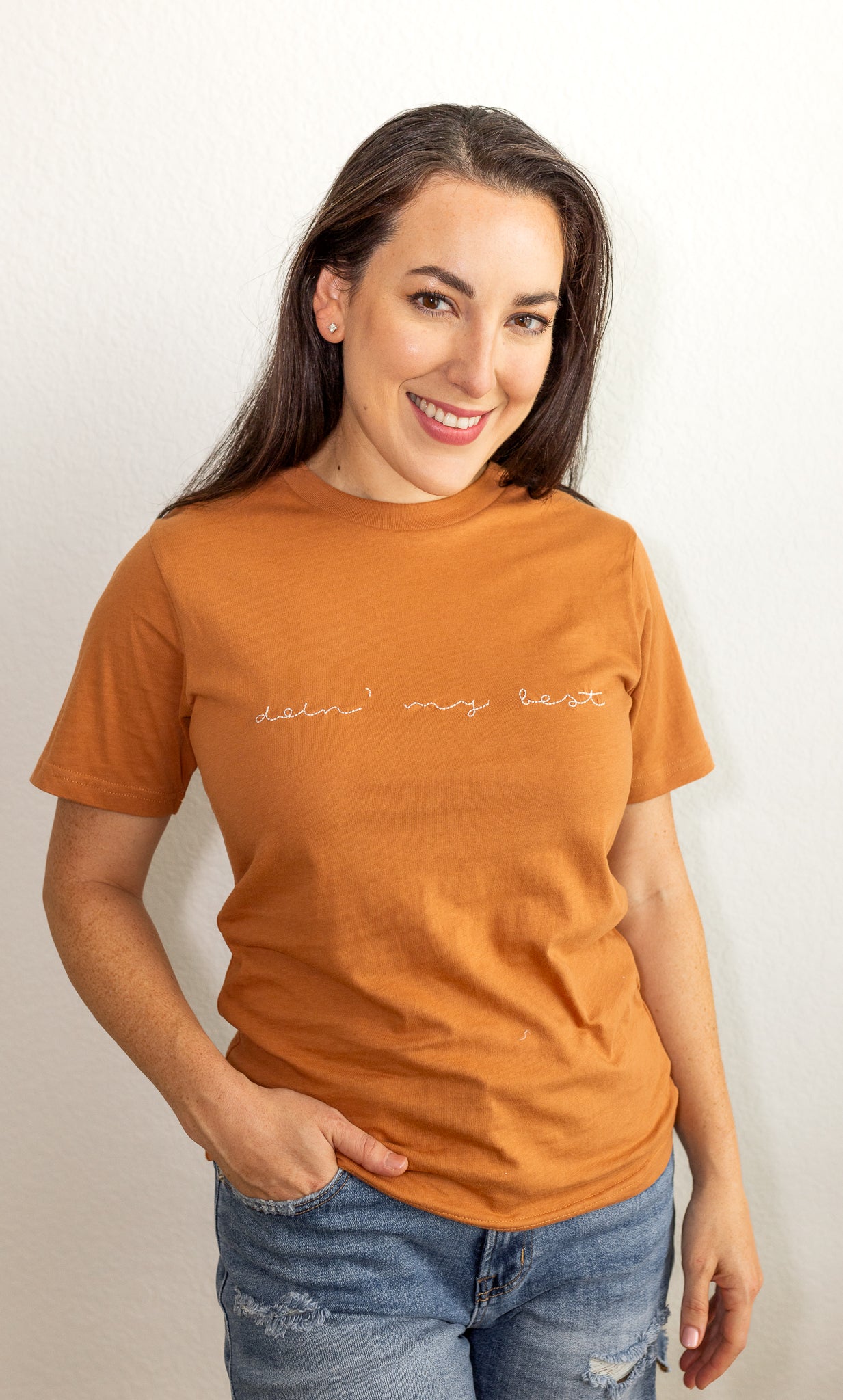 Doin' My Best, organic, embroidered, mom tee, women t-shirt