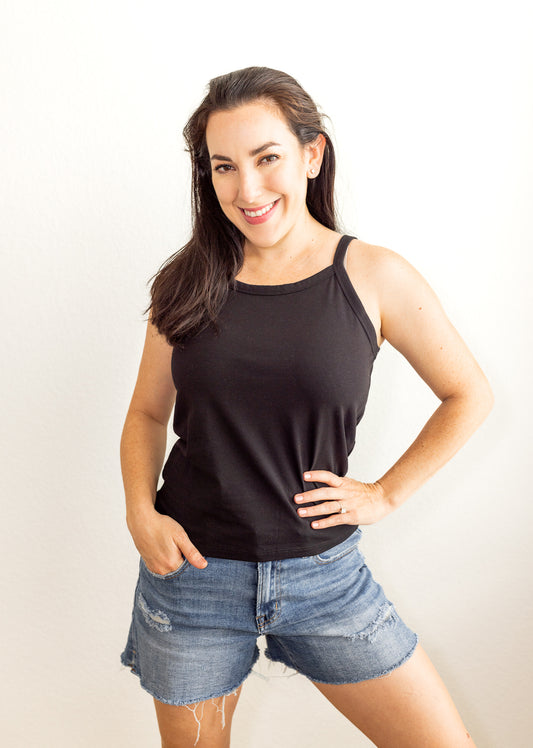 The Mom Tank in Black, Base Layer, Basic Tank, Tank Top