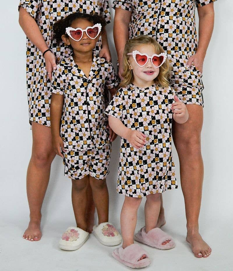 Daisy Checks 2pc Toddler Short Button up Pajamas